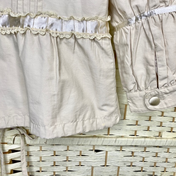 Vintage DB Sport Khaki Jacket With Lace & Satin Ribbon Size L Women's - Picture 11 of 12